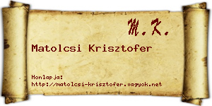 Matolcsi Krisztofer névjegykártya